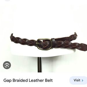 GAP brown leather woven braided belt with brass buckle sz S-M fits up to 32in